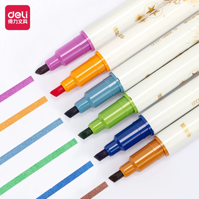 6Pcs/Set DELI S119 Harry Potter Discolored Highlighter Kawaii Expression Paint Marker Pen School Office Office Stationery Supply