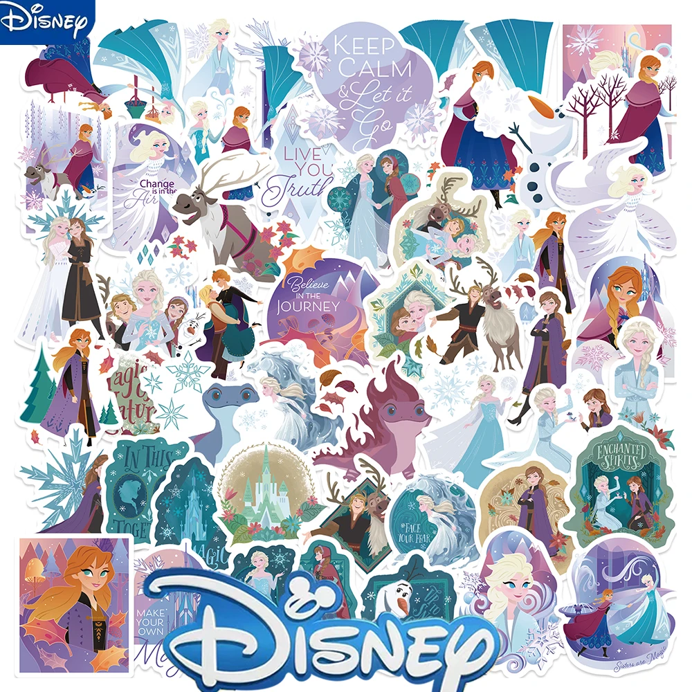 50PCS Disney Illustration Frozen Vinyl Stickers Waterproof Decals For Water Bottle Laptop Skateboard Scrapbook Luggage Kids Toy