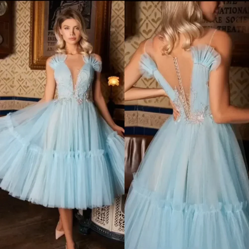 

Customized Women V-neck Ball Gown Evening Dress Formal Ocassion Pleat Open Back Beading Tulle party dress women elegant luxury