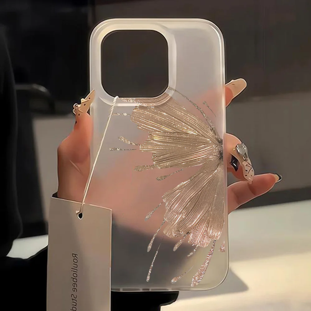 Gold Butterfly Soft TPU Case For iPhone 13 11 12 14 15 17 16 Pro Max Funda iPhone 12 13 Mini Plus Translucent Clear Phone Cover