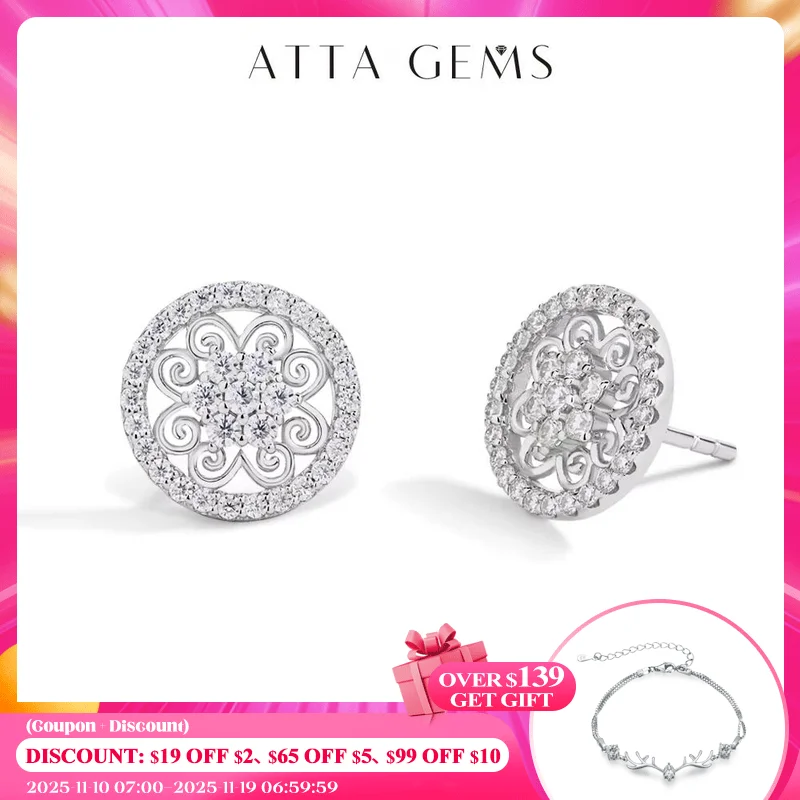 

ATTAGEMS сверкающие серьги с муассанитом для женщин D VVS1 Color Pass Diamond Test однотонное серебро S925 свадебные украшения в подарок
