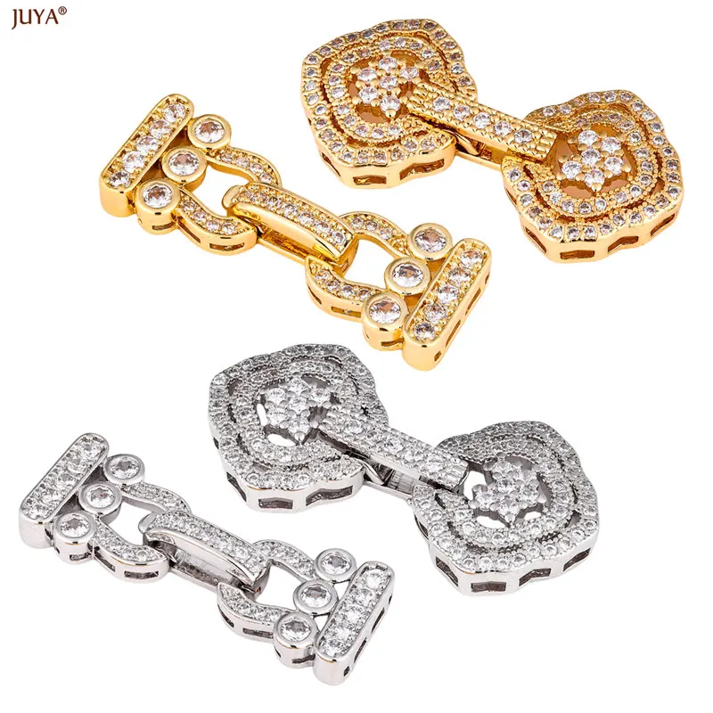 JUYA New Copper Zirconia Connector Lock Clasps Fasteners For DIY Needlework Pearl Necklaces Jewelry Making Accessories