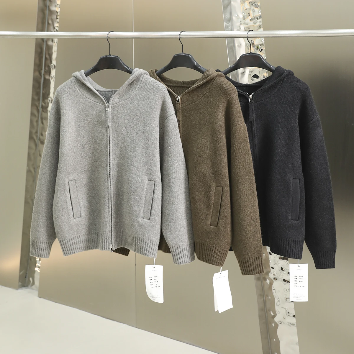 

Мужской вязаный кардиган Ele Old Money Lazy Style с капюшоном и двойной молнией, уютный, теплый, с длинными рукавами, повседневный, свободного кроя