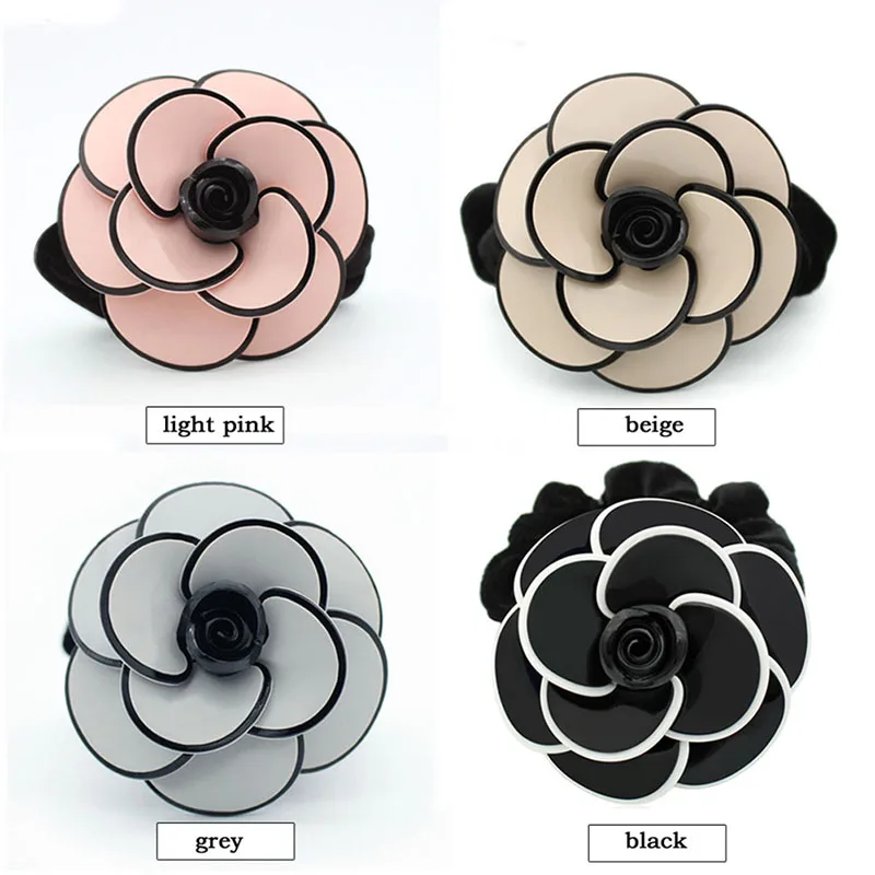 A Paris French Design Camellia Flower Elastic Hair Ties Rope for Women Girls Hair Accessory Ornament Jewelry for Christmas image 6