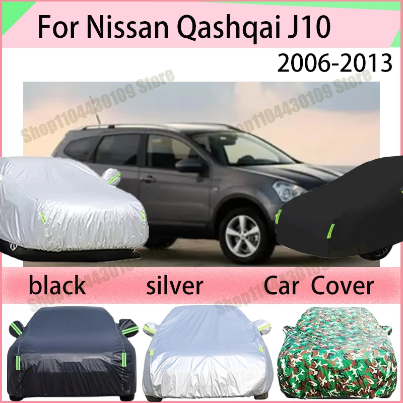 For Nissan Qashqai J10 2006-2013 210T Polyester All-Weather Outdoor Car Cover Waterproof Anti-UV Dustproof Exterior Protection