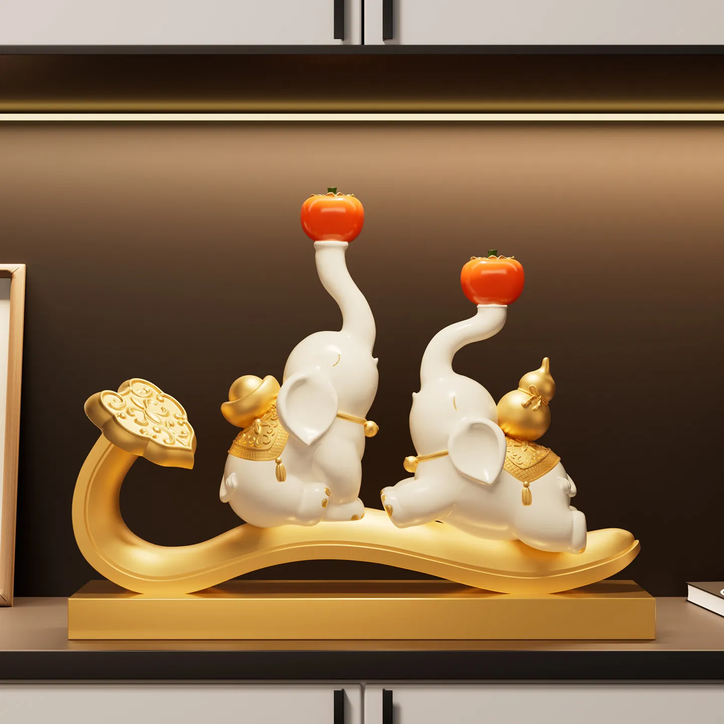 LMM persimmon ruyi elephant ornament living room light luxury high-end pair of decorations