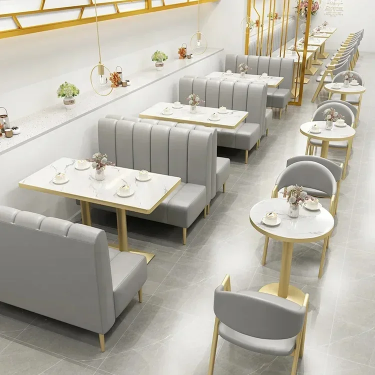 

Modern Light Luxury Tables and Chairs, Cafe Booth Bench Seating for Commercial Restaurant Furniture