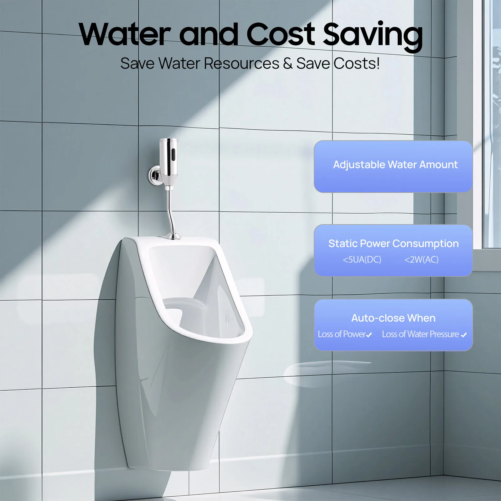 Automatic Sensor Urinal Flusher Urine Sensor Urinal Flush Valve Hygienic Touch-Free Operation, Touchless Urinal Flusher