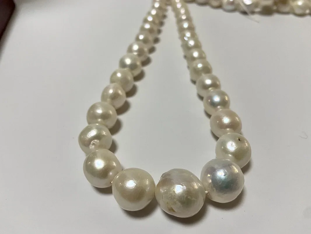 

Classic 12-15mm White Pearl Long Necklace for Women Natural Sea Pearls Fine Sterling Silver Party Jewelry Gifts