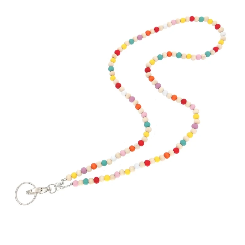 Colored Beads Lanyard Necklace For Key And Badge Card Holder Beaded Badge Card Holder Lanyards Retractable Lanyards