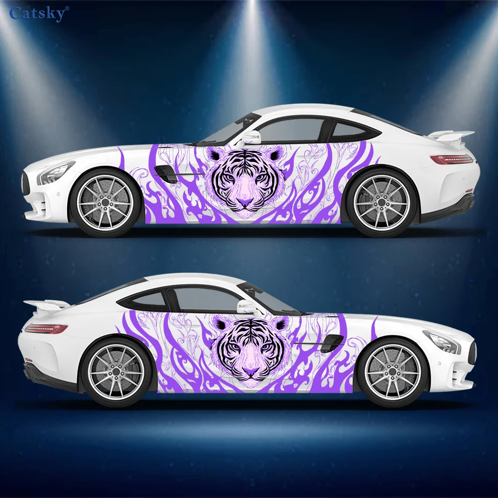 

Flaming dynamic line tiger decals, suitable for cars and trucks, durable, fade-resistant, easy to install and remove - Enhance t