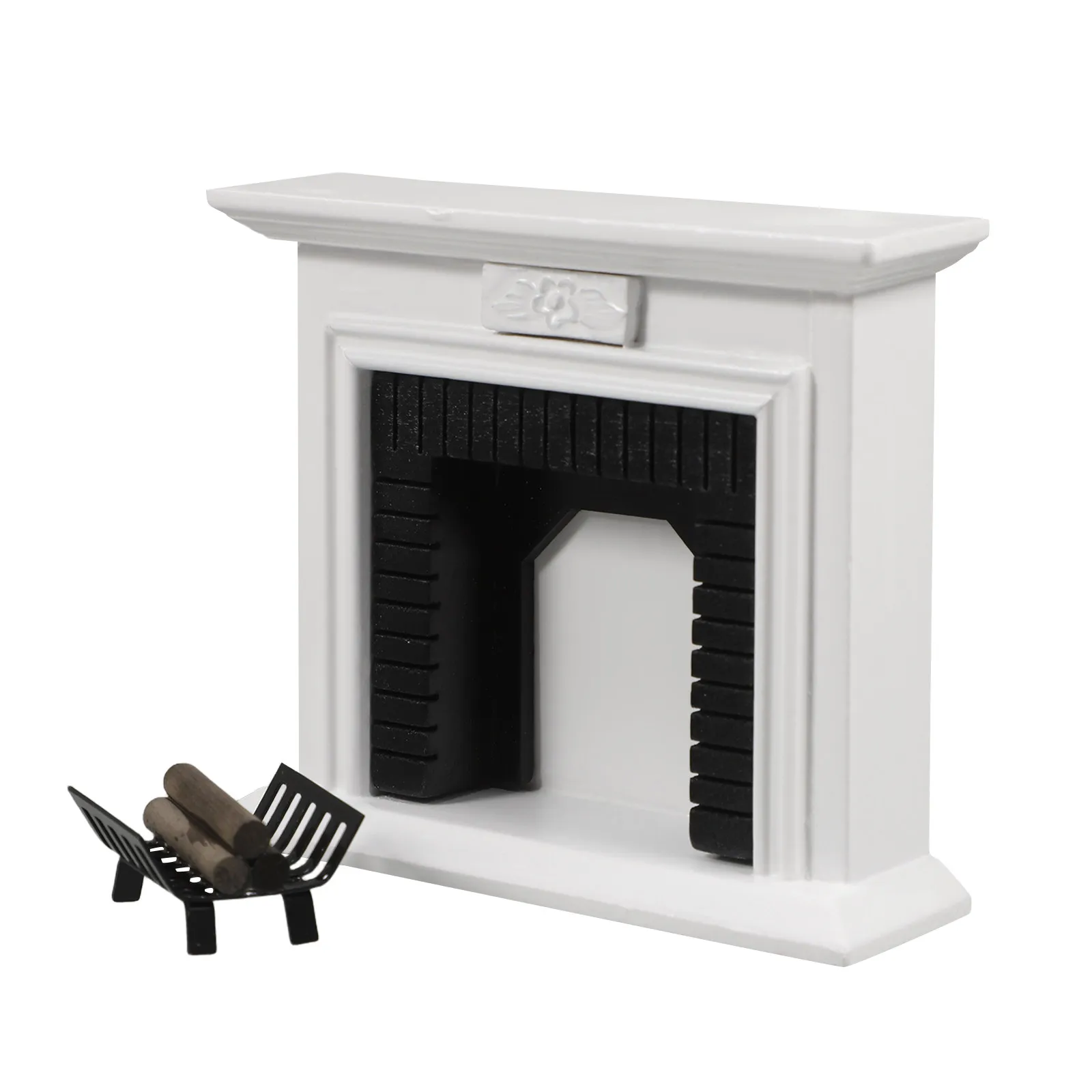 

1Set Mini Fireplace with Realistic Firewood 3D Design for Home Office Desk Decor Kids Creative :12 Scale Accessory