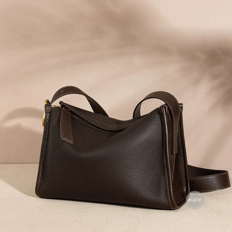 

Genuine Leather Fashion Wide Shoulder Strap Women's Shoulder Crossbody Bags Luxury High Quality Casual Ladies Square Bag Female