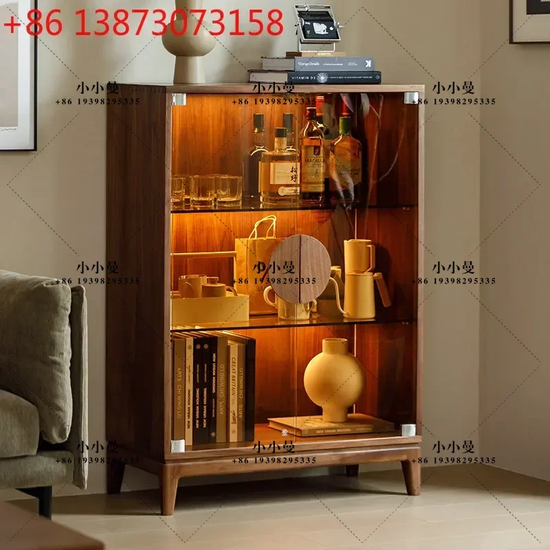 North American black walnut all solid wood living room multi-functional modern simple storage storage display cabinet