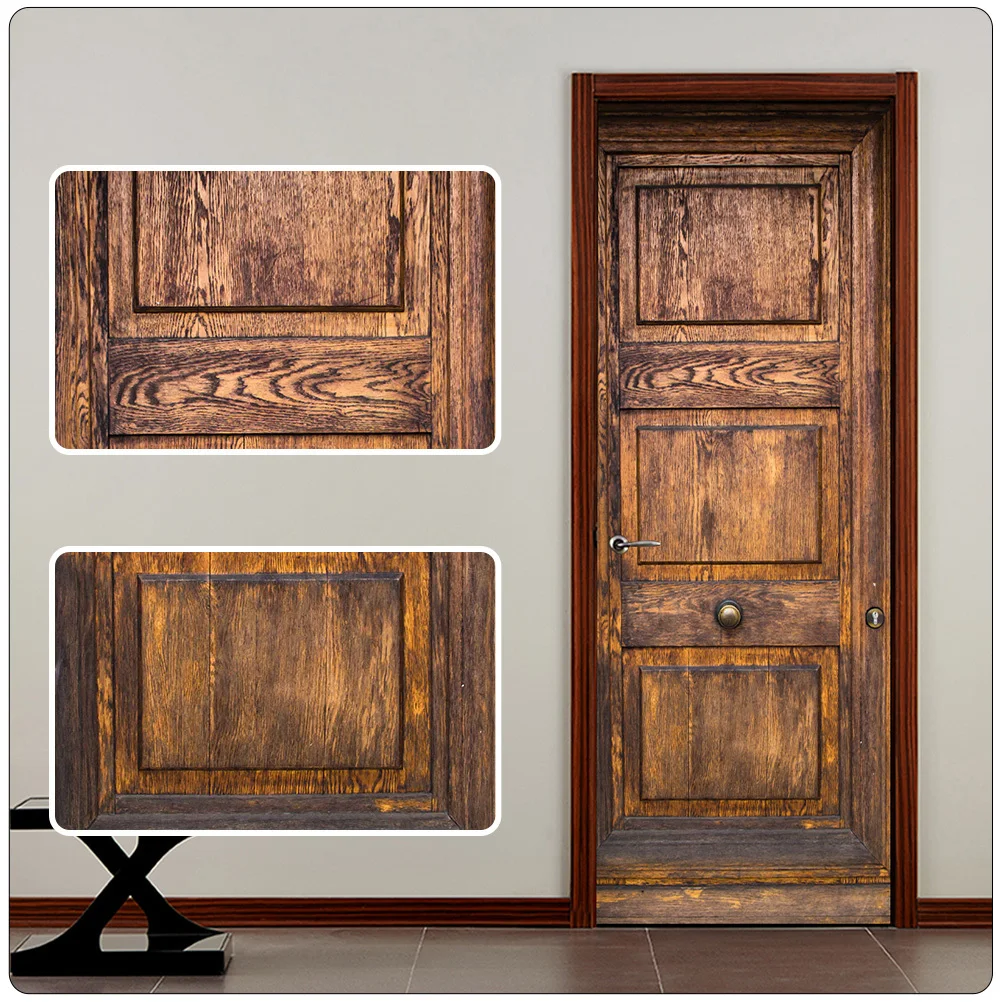 

1Pair Waterproof Door Stickers DIY Decorative Door Mural Peel and Stick Easy Apply Remove No Residue Home Wall Decal