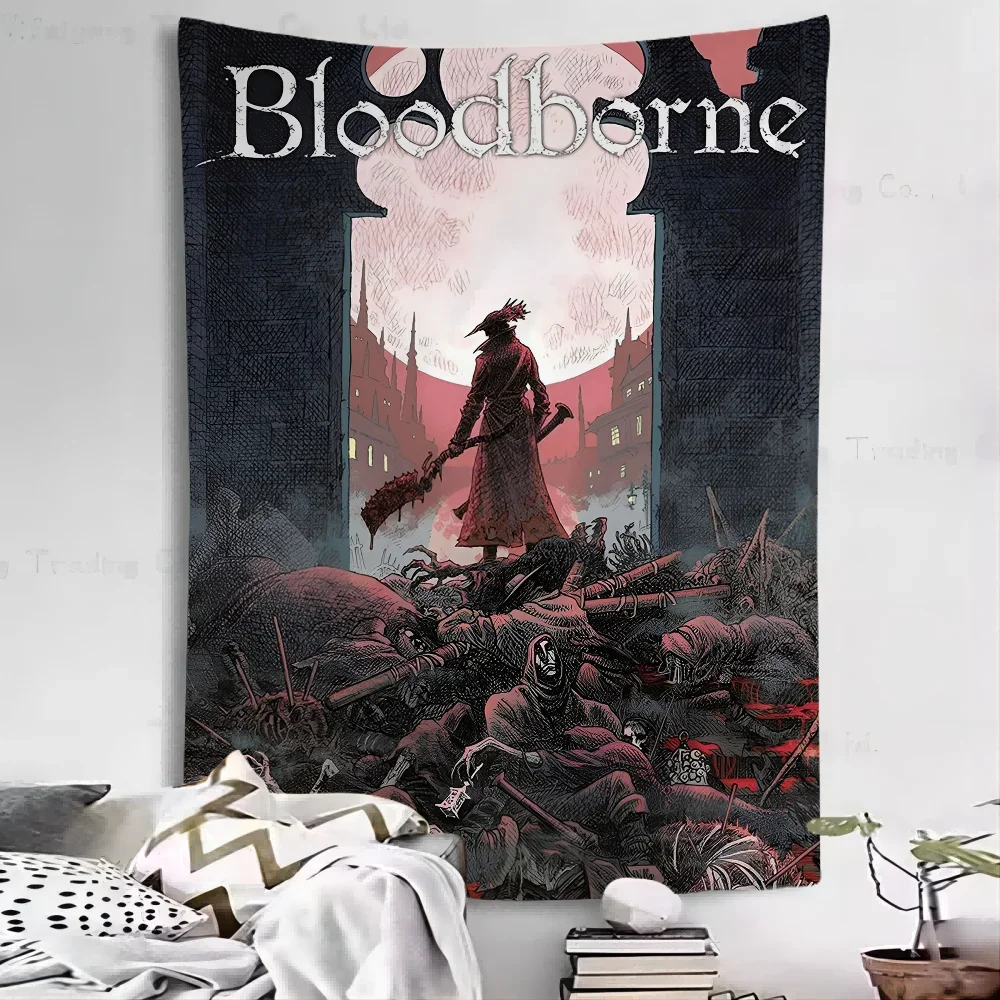 Classic Game Bloodborne Colorful Tapestry Wall Hanging Hippie Flower Wall Carpets Dorm Decor Wall Art Decor