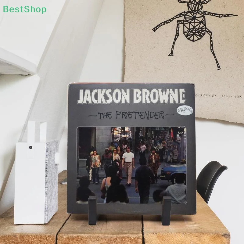 حامل سجلات أسود من الفينيل المعدني على الموضة حامل عرض سطح المكتب رف تخزين عرض المكتب المنزلي لمستلزمات تسجيل الفينيل #6