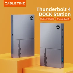 CABLETIME Stacja dokująca Thunderbolt 4 Typ C Stacja dokująca 5 w 1 HUB 8K 60 Hz Thunderbolt 3/4 40 Gb/s stacja dokująca USB 10 Gb/s do laptopa MacBook