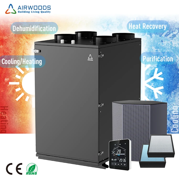 Airwoods DC العاكس مضخة الحرارة Hrv 600cmh التهوية الحديثة لاستعادة الطاقة لاستخدام غرفة النوم والفندق
