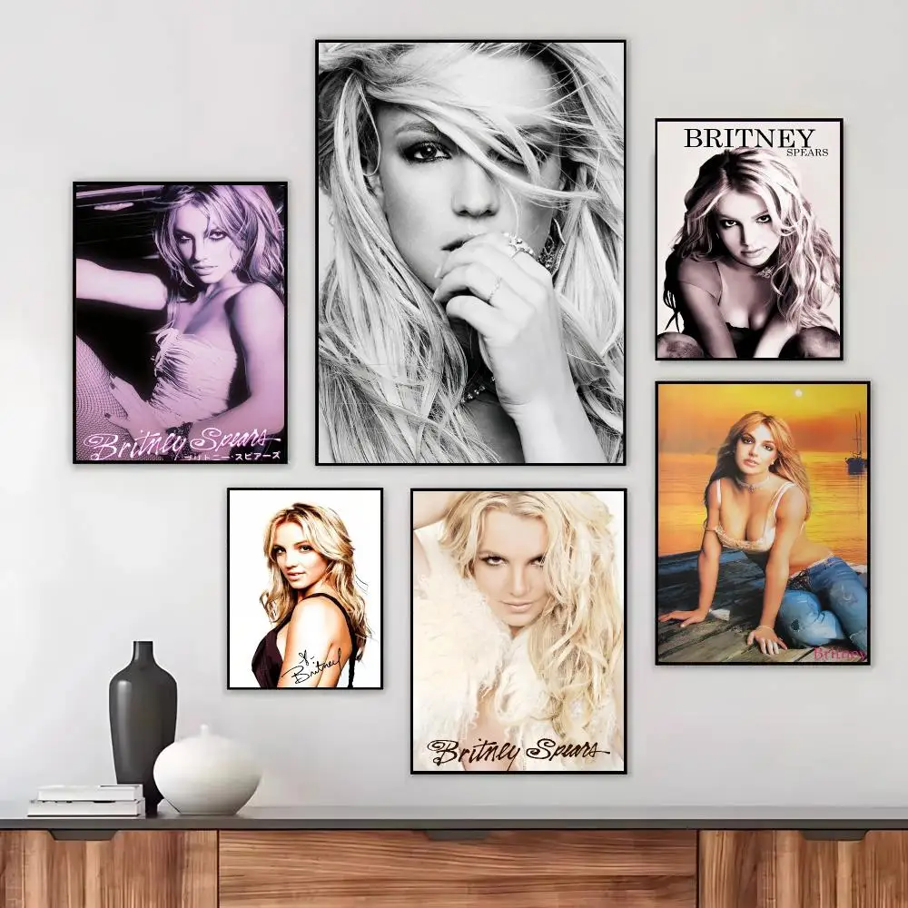 Pop Singer B-Britney Spears Poster Wall Art Printed Decor Sticker Stylish Home Gift for Living Room Bedroom Corridor Cafe