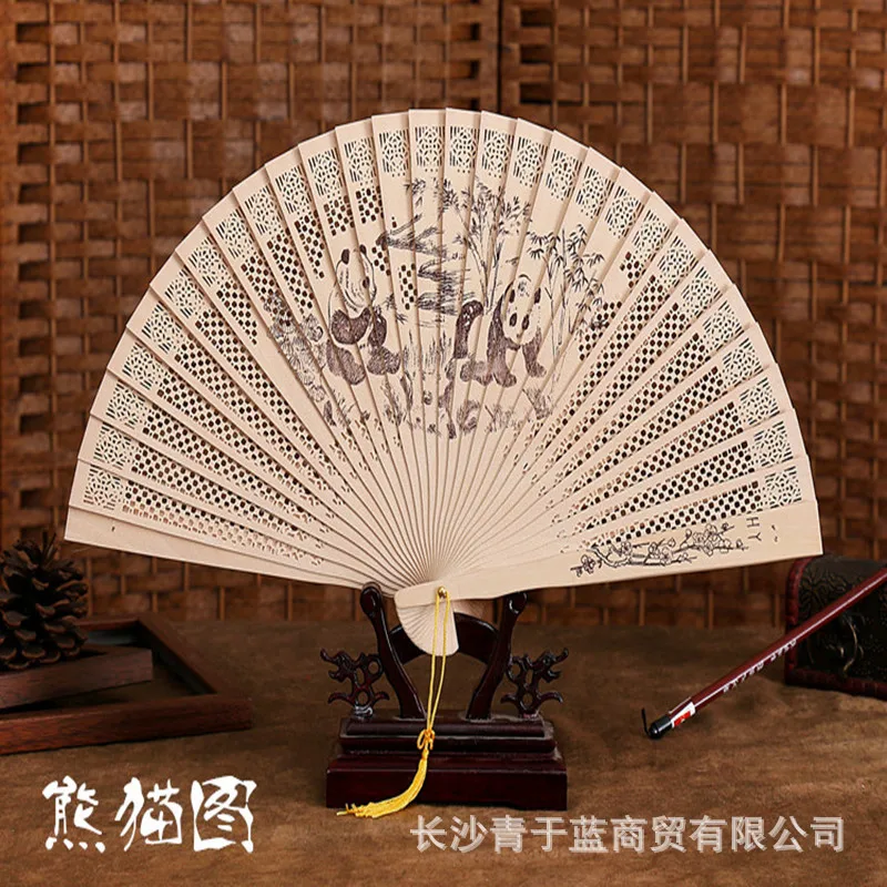 

Antique Wooden Folding Fan Sandalwood Fan Gift Fan Wedding Fan 23cm Full Flush Wooden Fan Hanfu Accessories Craft Ornaments