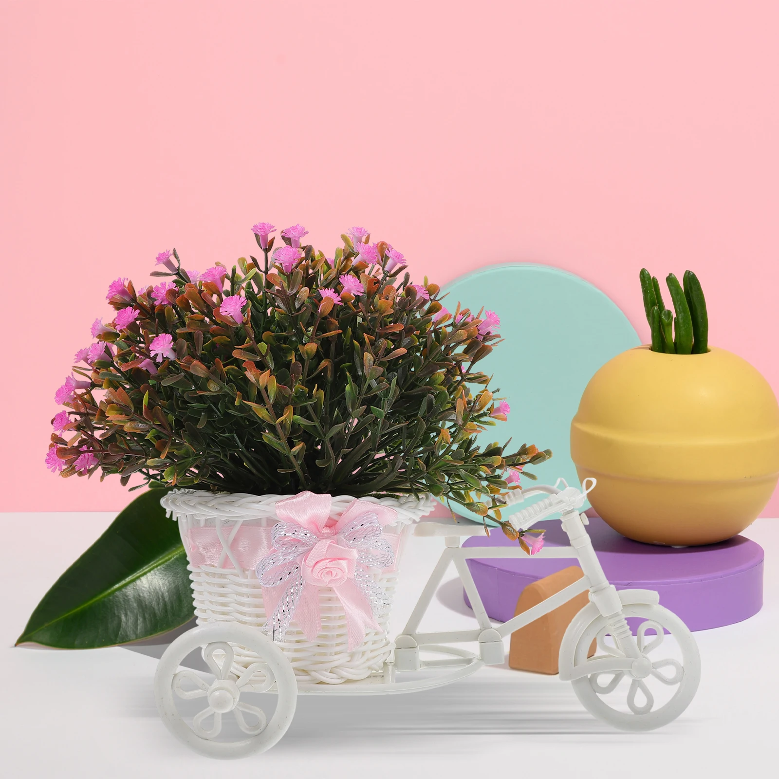 

Simulated Potted Artificial Greenery Decoration Fake Bonsai Faux Plants Red Office Potted Plants Decor