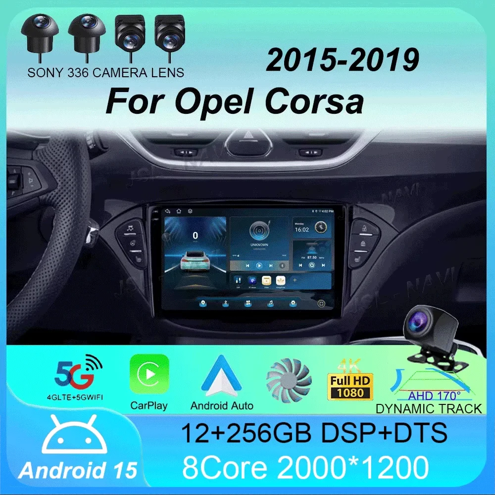 

Car Radio Android 15 Carplay For Opel Corsa 2015 - 2019 or Adam 2013 -2016 Navigation GPS Multimedia Player WiFi+4G Stereo video