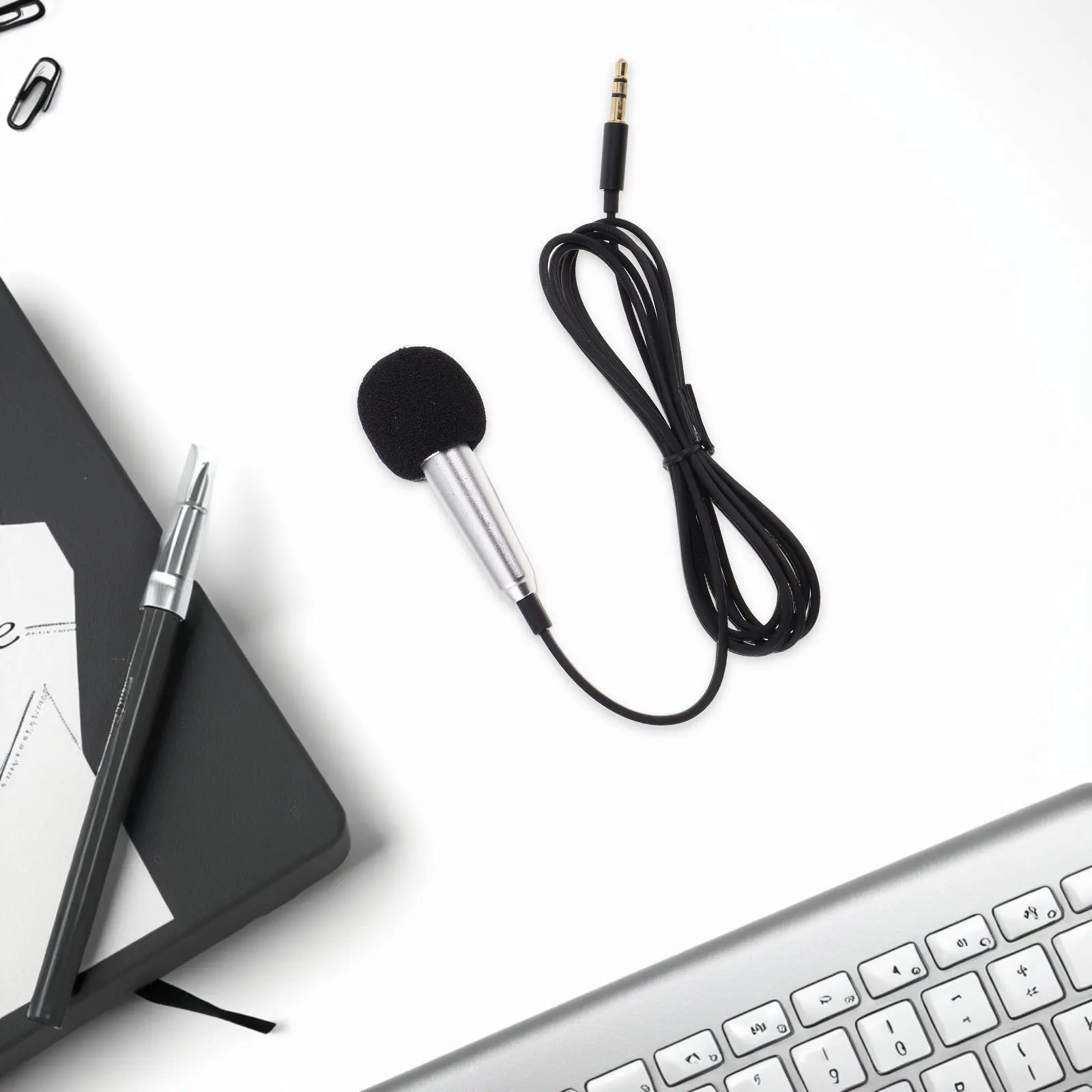 Microfono compatto argento per dispositivi mobili - Microfono compatibile per la registrazione vocale Karaoke e smartphone in streaming live