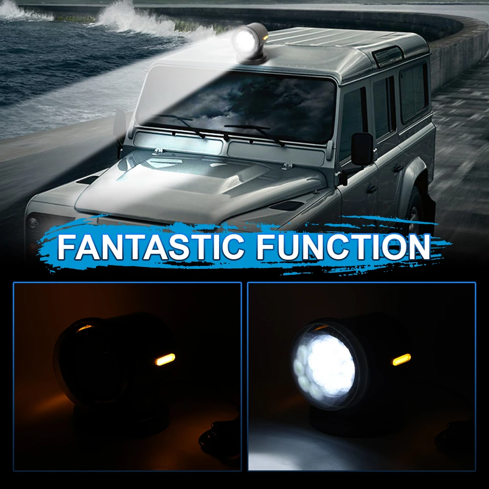 MOVOTOR 360 Rotating 45W LED Spot Search Light Remote Control Marine Searchlight for Boat SUV Off-road Trucks