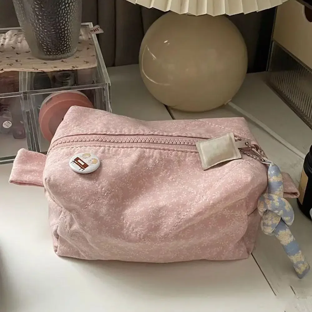 

Fashion Flower Pattern Cosmetic Bag Large Capacity Travel Organizer Makeup Bag Portable Storage Bag