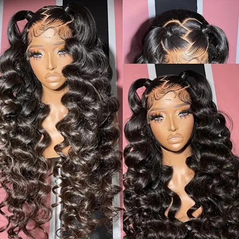 150% Natural Black 13x6 Lace Frontal 18 38 Inches Glueless Body Wave Pre-Plucked 13X4 Front Water Wave For Women Human Hair Wig