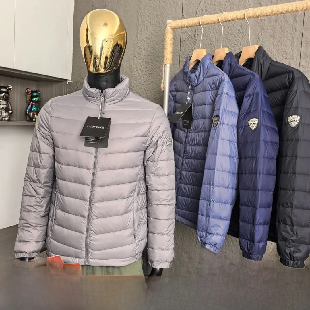 

Men's Faion Stand Collar down Jaet Lightweight Warm 90 White Du down New Autumn Winter Polyester Fiber Casual Sle