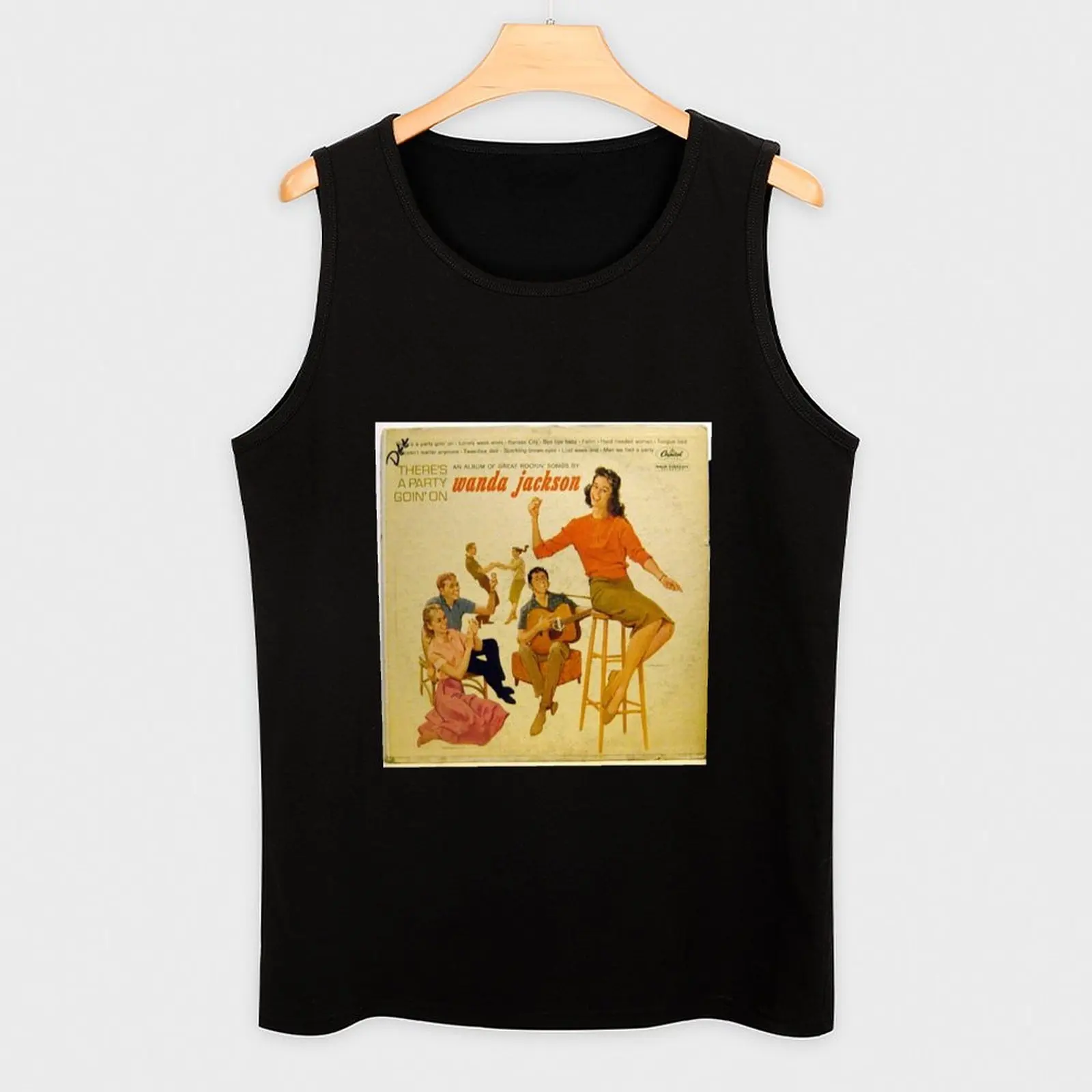 Wanda Jackson, Rockabilly lp, 1950's, Gene Vincent Tank Top t shirts Fitness men clothing bodybuilding t shirt image 3