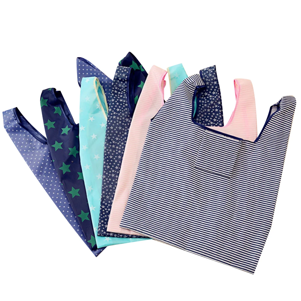 

Foldable Shopping Bags Waterproof Oxford Material Printed Pattern Storage Pouch Reusable Large Capacity Lightweight