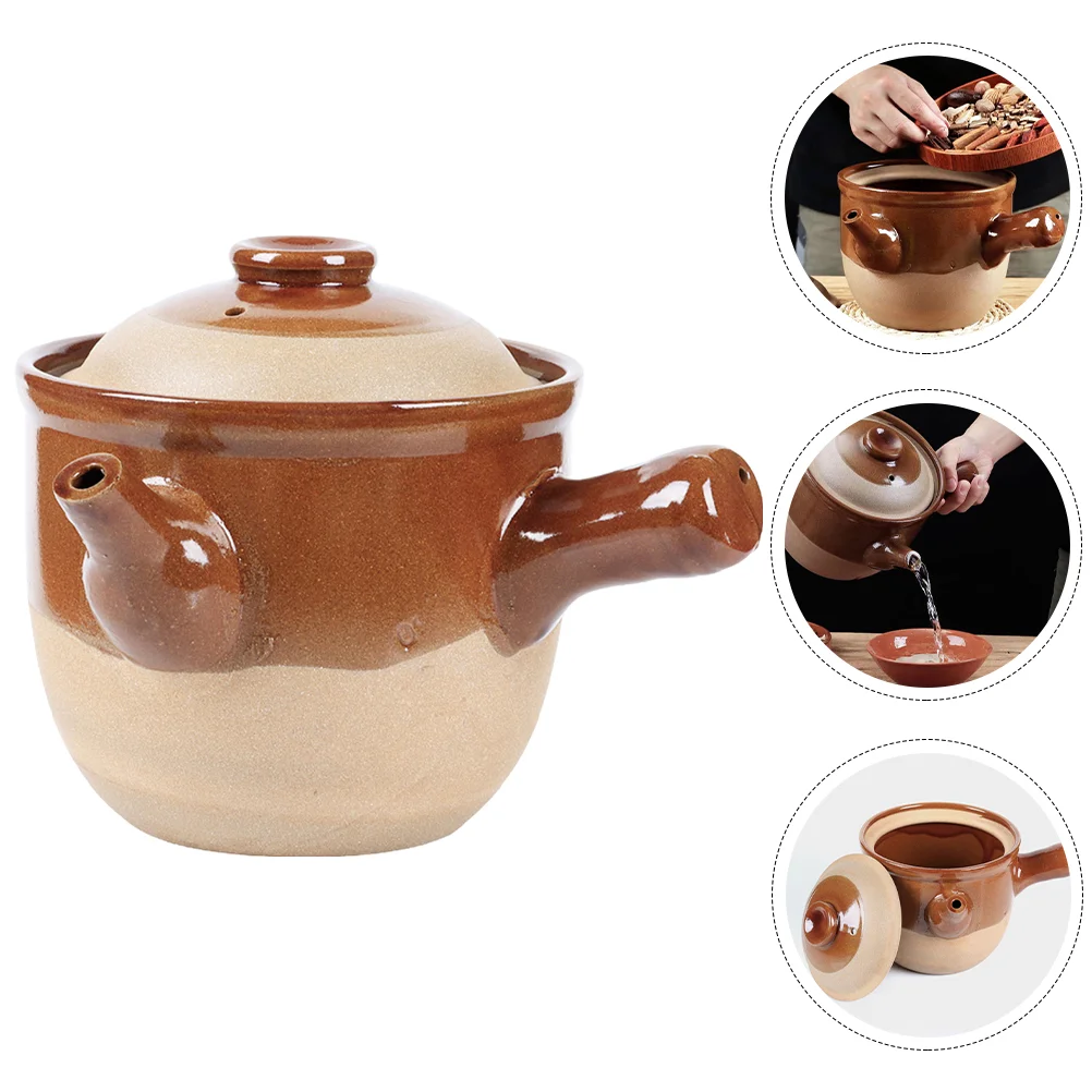 

Old Fashioned Clay Health Medicine Pot Chinese Tea Pottery Kettle Stew Casserole