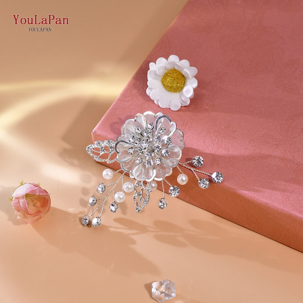 YouLaPan Bride Alloy Leaf Shoe Buckle Alloy Flower Shoe Clips Wedding Shoe Decoration Charm Shiny Crystal Shoes Clips HX63