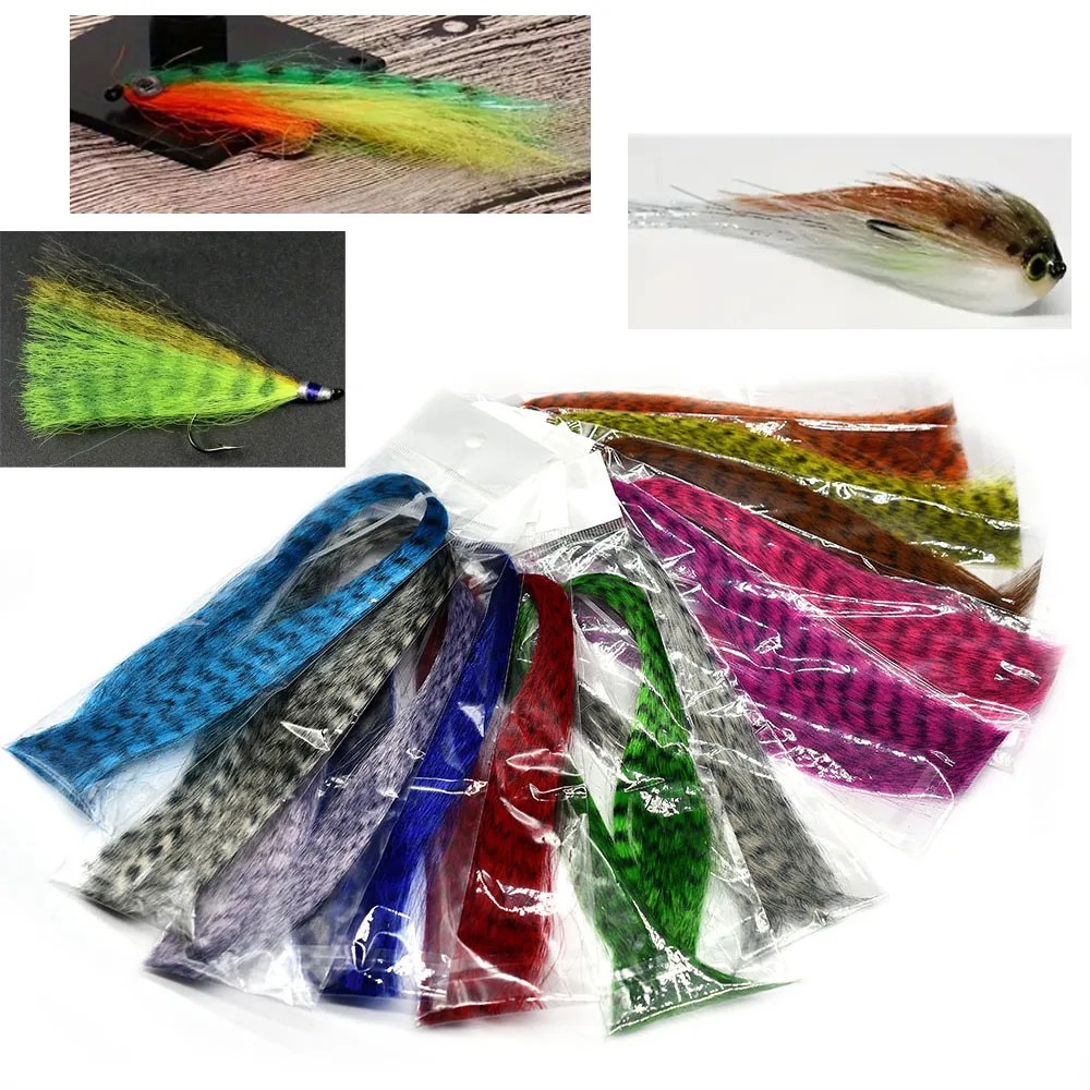 12optional Colors Fly Fishing Black Barred Minnow Fibers Streamer Fly Tying Zebra Grizzly Hair Flies Body
