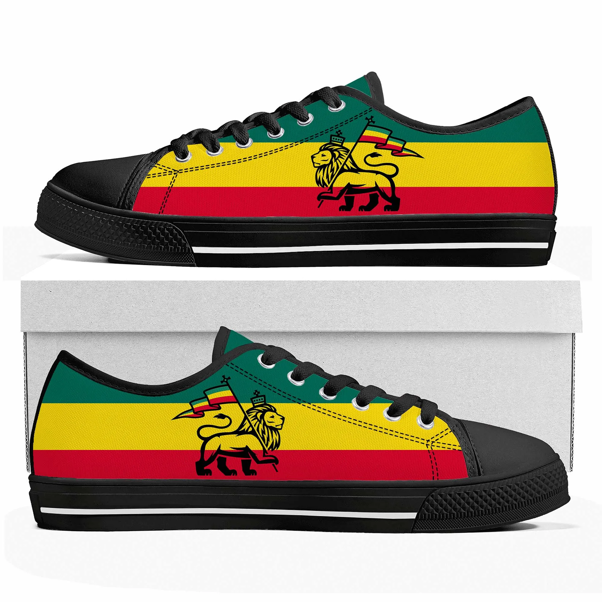 Reggae Rastafarian Rasta Rastafari Lion Of Judah Low Top Sneakers Mens Womens Teenager Canvas Sneaker Casual Shoes Custom Shoe