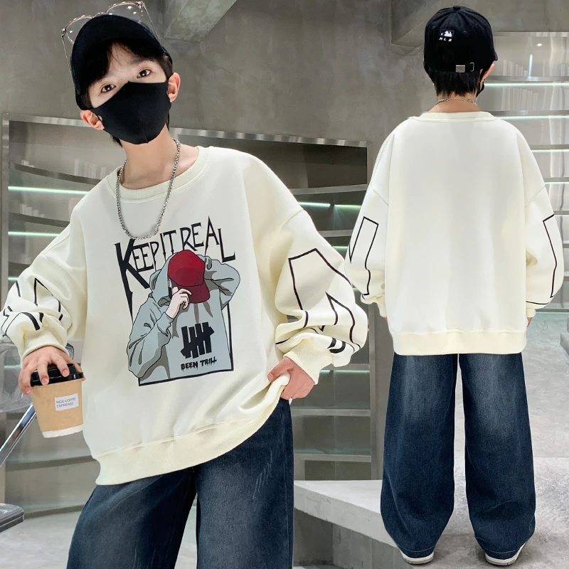 

New Kids Design Cotton Boys Sweatshirts Children's Cartoon Sport Shirts Long Sleeve Kids Autumn Spring Clothes Age 5 To 14 Y