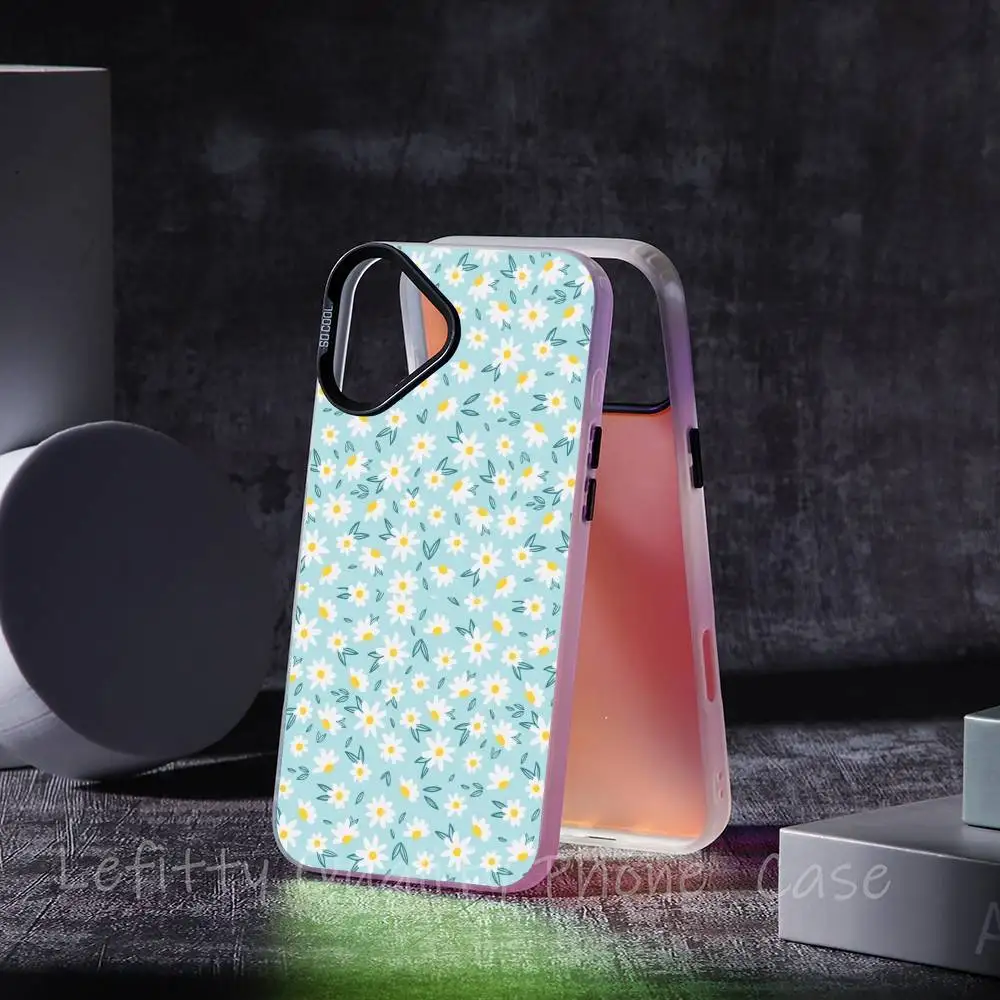 الفاكهة الخضراء الزهور شظايا جراب هاتف آيفون 16 15 14 13 12 11 برو ماكس ماتي أورورا متعدد الألوان الليزر التدرج Funda #5