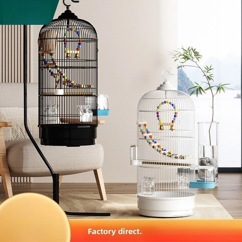 

Large Parrot Cage Circular Metal Luxury Villa for Cockatiel Macaw Birds Aviary Family Use Parrot Cage Large Luxurious Bird Nest