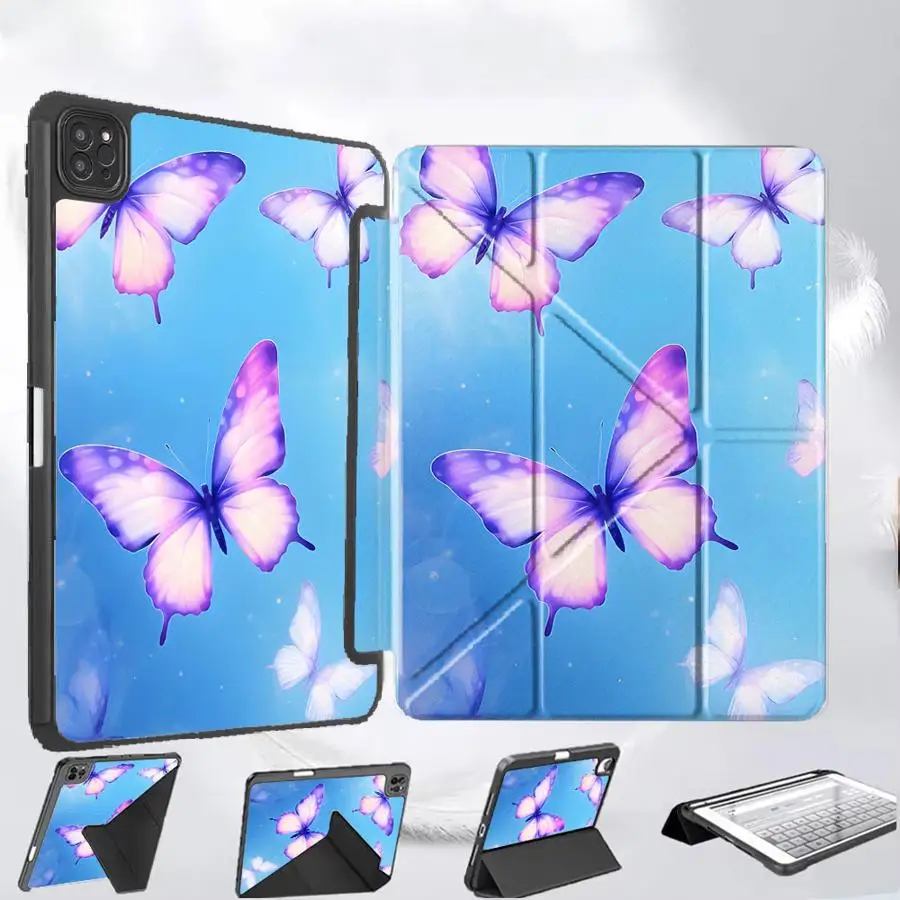

Очаровательный чехол-подставка с узором бабочки для планшетов iPad Mini 6, 7, Pro 11, 10, 9, 8, 7, 12.9 дюймов Pro 2025, Air 4, 5, M3, M2