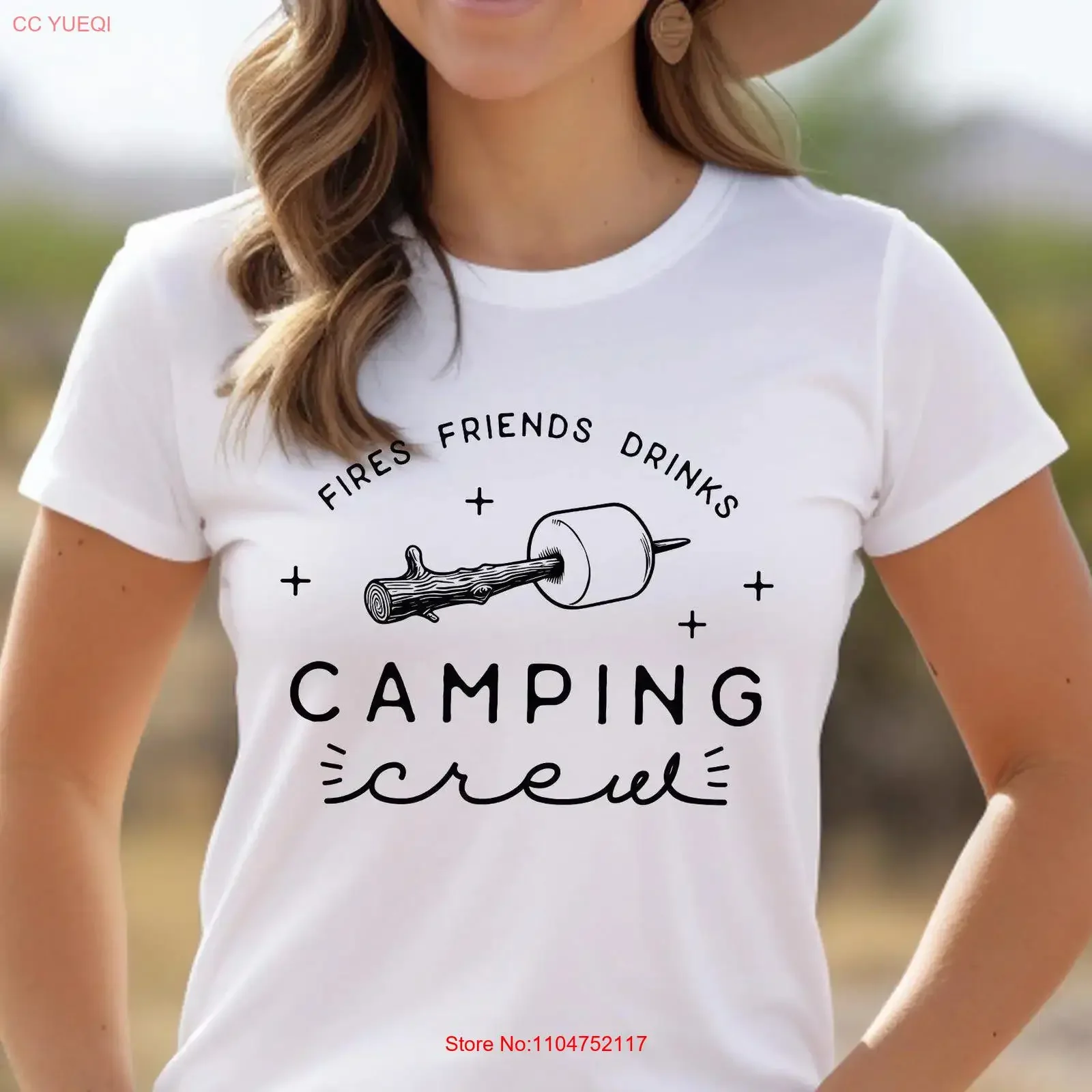 Camping Crew T Shirt Fires Friends Drinks Camp Bonfire Trip Outdoor Adventure vintage Washed Stretched Stylish fashion Slightly