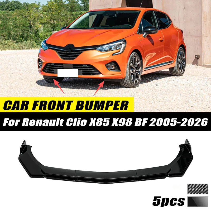 For Renault Clio X85 X98 BF 2005-2026 Front Bumper Lip Front Guard Spoiler High-quality ABS Material Body Kit Front Lip