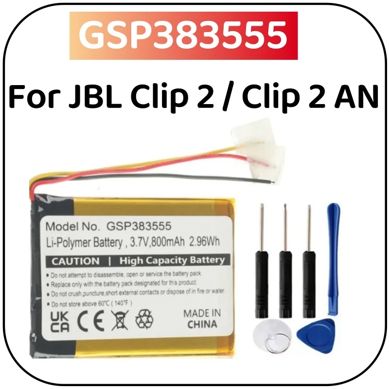 بطارية 800 مللي أمبير GSP383555 لـ JBL Clip 2 AN Plus Clip2 CLIP2BLKAM CS056US P04405201 #1