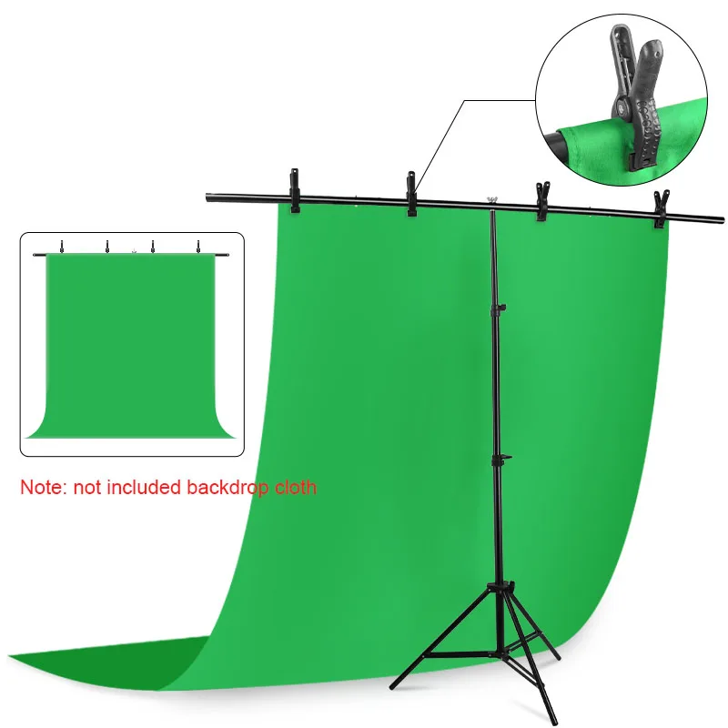 T-shaped Background Stand Background System 1.5 m x 2.6 m Photo Background Stand with 4 Spring Clips, Carry Bag for Photo Studio