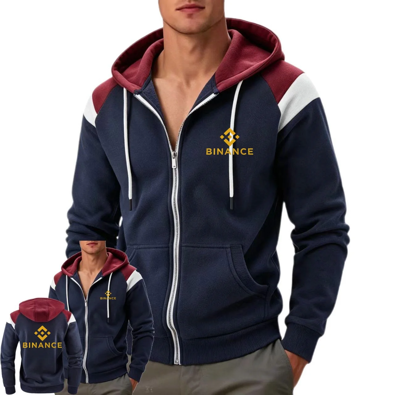 Men Casual Sports Top New Men Hoodies Jacket Binance Crypto Men's Color Blocking And Contrasting Fashion Sweatshirt