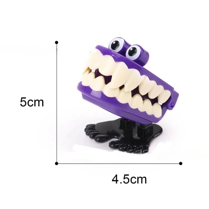 Clockwork Toy Upper Chain Jumping Tooth Toy Children Jump Teeth Running Clockwork Spring Wind Up Toy Halloween Christmas Gift