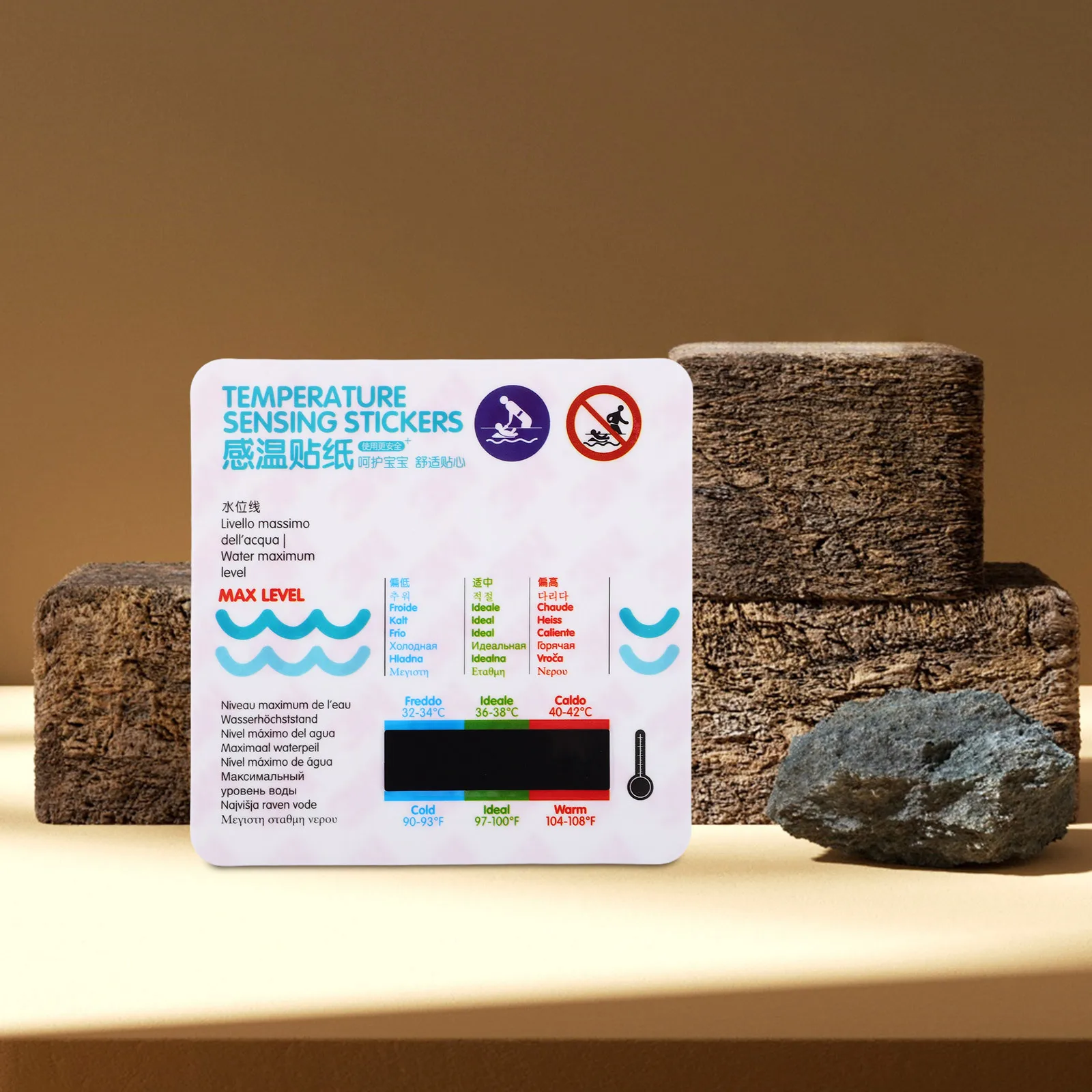สติกเกอร์วัดอุณหภูมิอาบน้ำเด็ก 5 ชิ้น กันน้ำ จอ LCD แสดงผล พร้อมกาวในตัว สำหรับอ่างอาบน้ำ ปลอดภัยสำหรับการอาบน้ำ