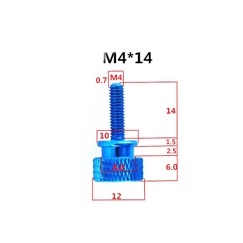 1Pcs -10Pcs M4x14mm/16mm/20mm Colourful Aluminum Knurled Head Computer Case Screw Hand Tighten Thumb Screws